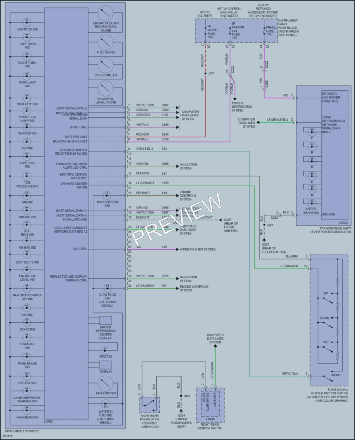 2018 GMC Canyon Instrument Cluster wiring diagram preview