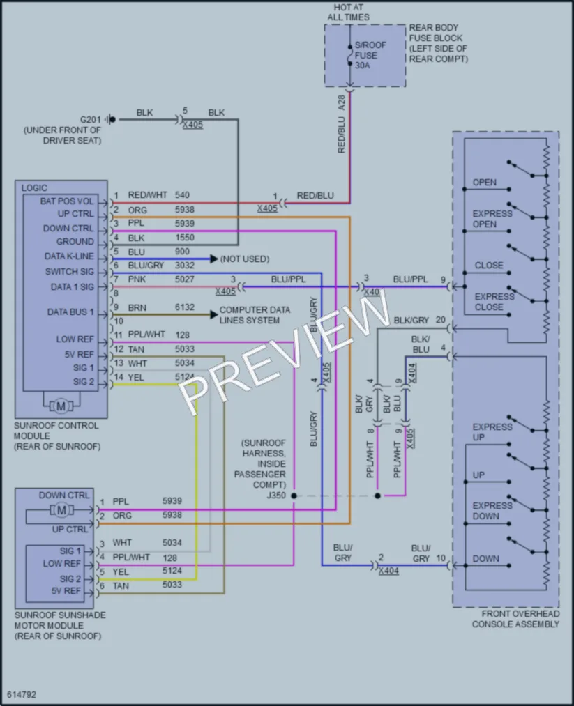 2018 GMC TerrainDenali Power Top Sunroof wiring diagram preview