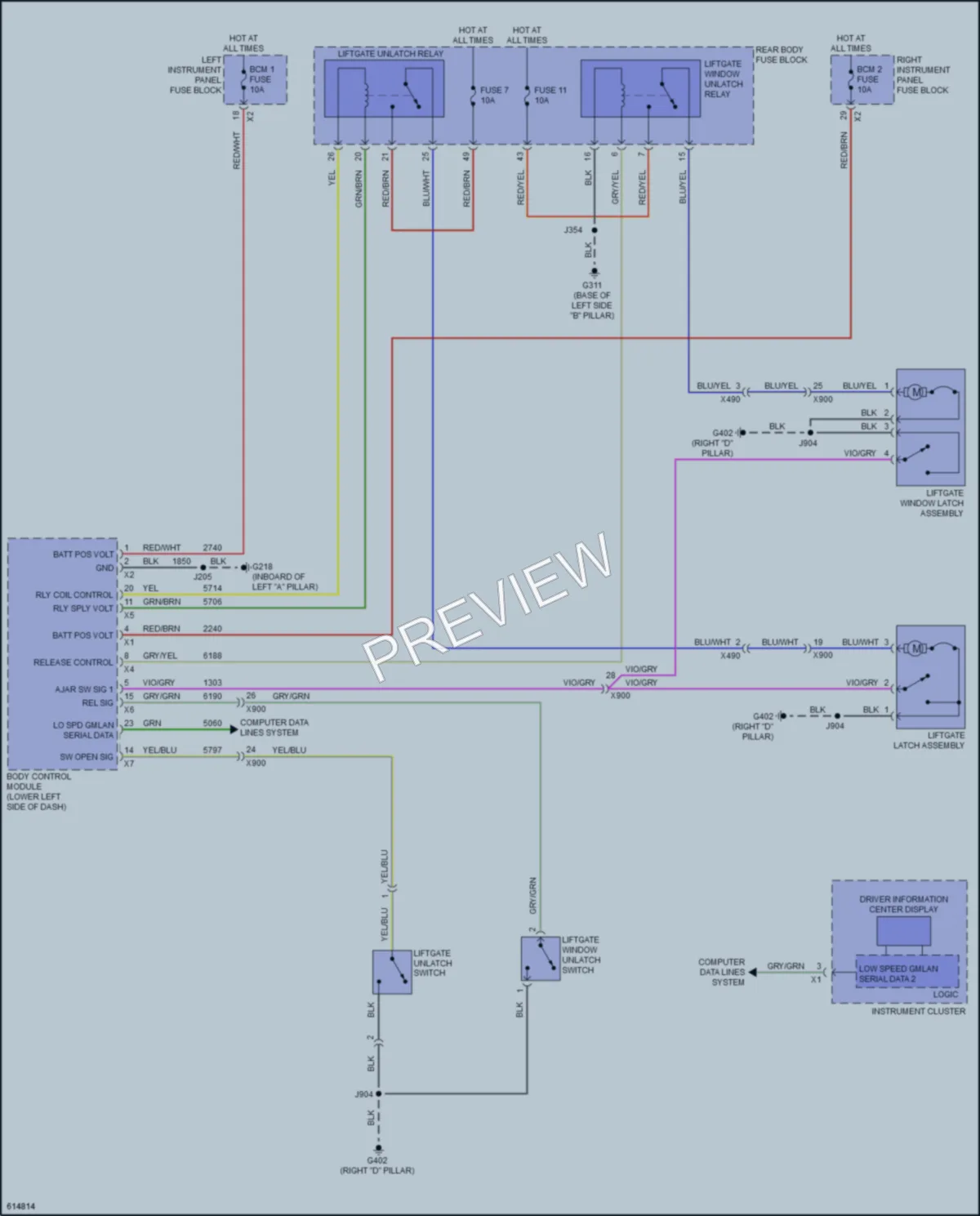 2018 GMC YukonDenali Trunk Tailgate Fuel Door wiring diagram preview