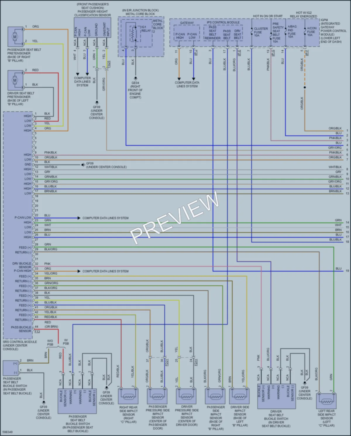 2018 Genesis G80 Supplemental Restraints wiring diagram preview