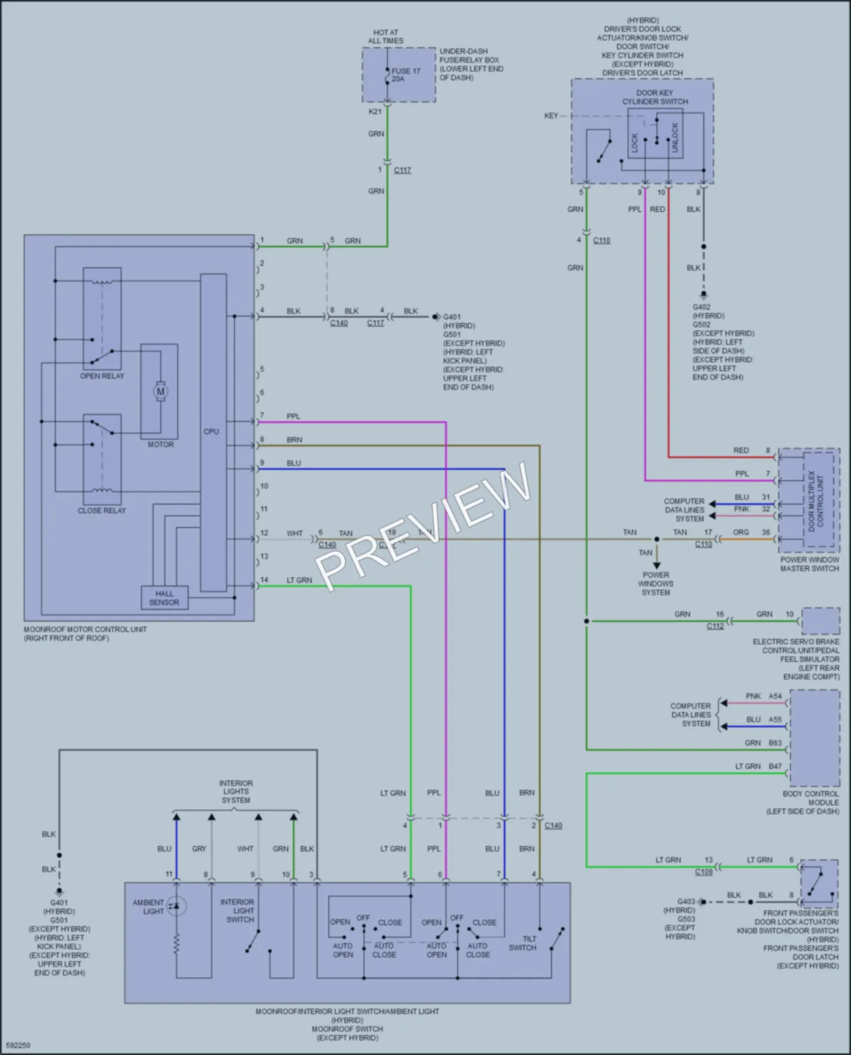2018 Honda AccordHybrid Power Top Sunroof wiring diagram preview