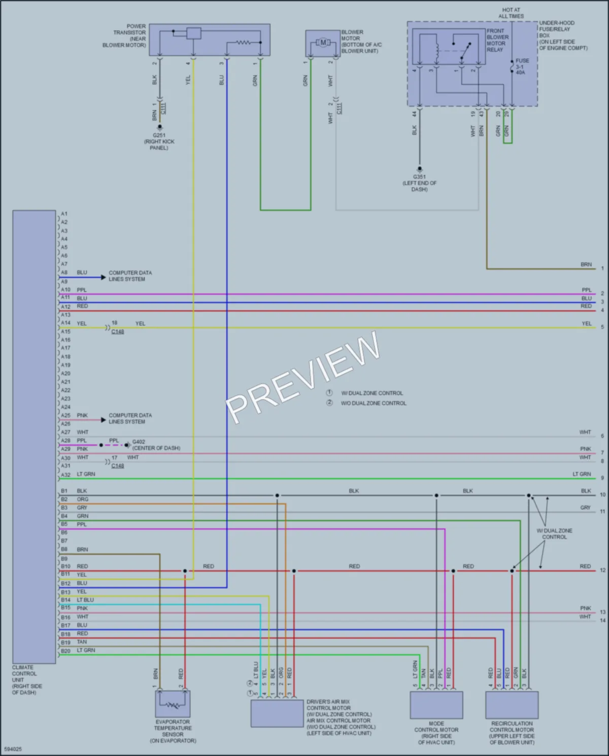 2018 Honda CRV Air Conditioning wiring diagram preview