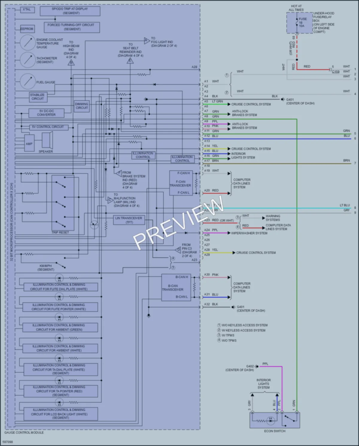 2018 Honda CRV Instrument Cluster wiring diagram preview