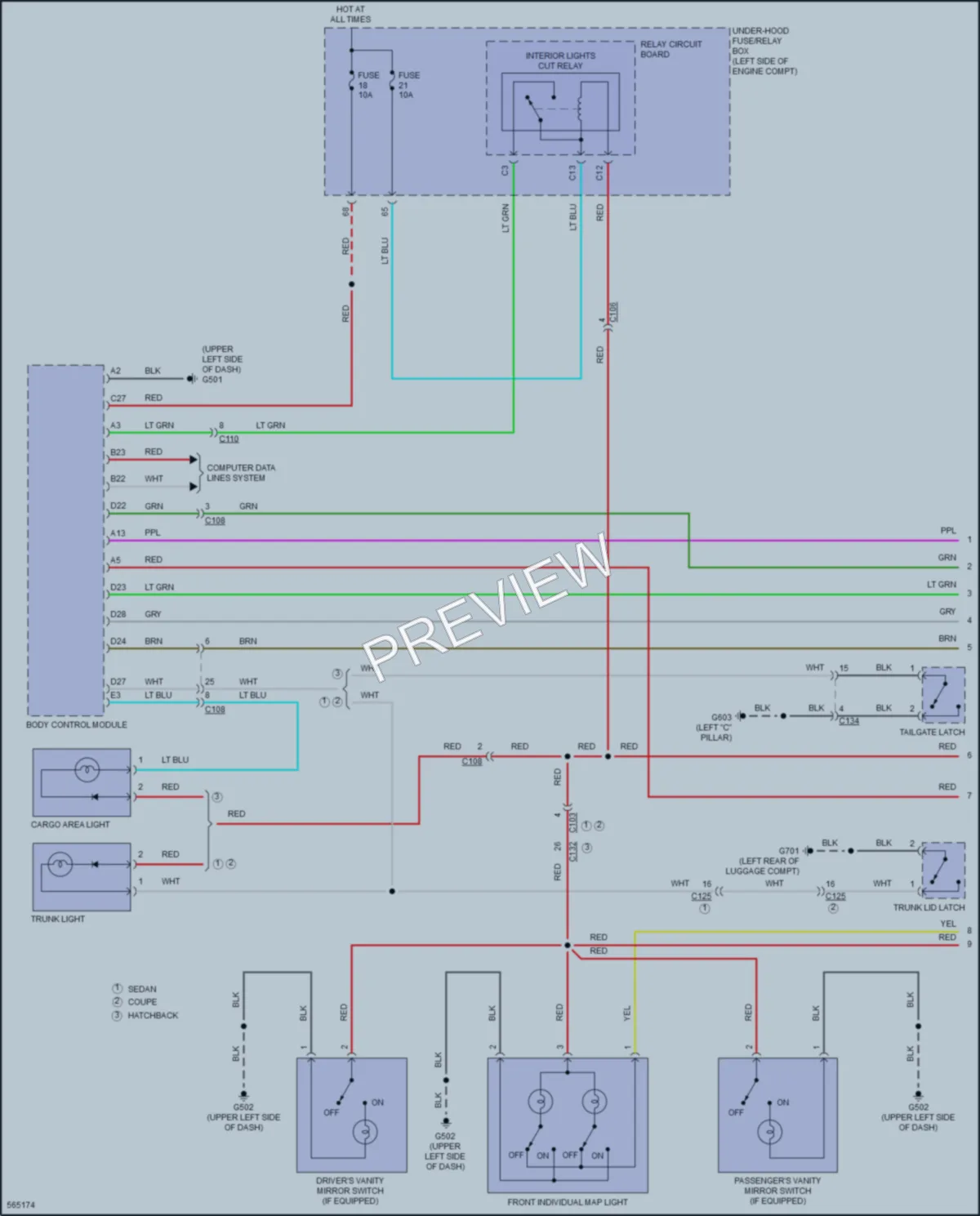 2018 Honda Civic Interior Lights wiring diagram preview