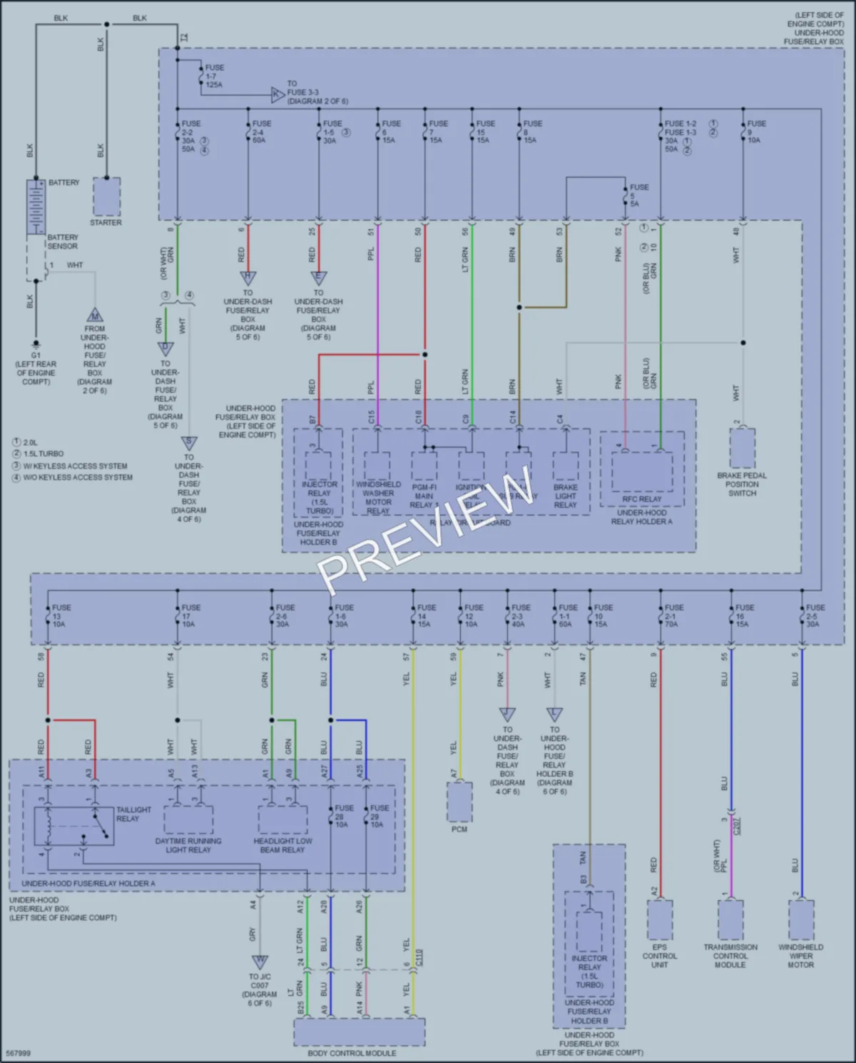 2018 Honda Civic Power Distribution wiring diagram preview