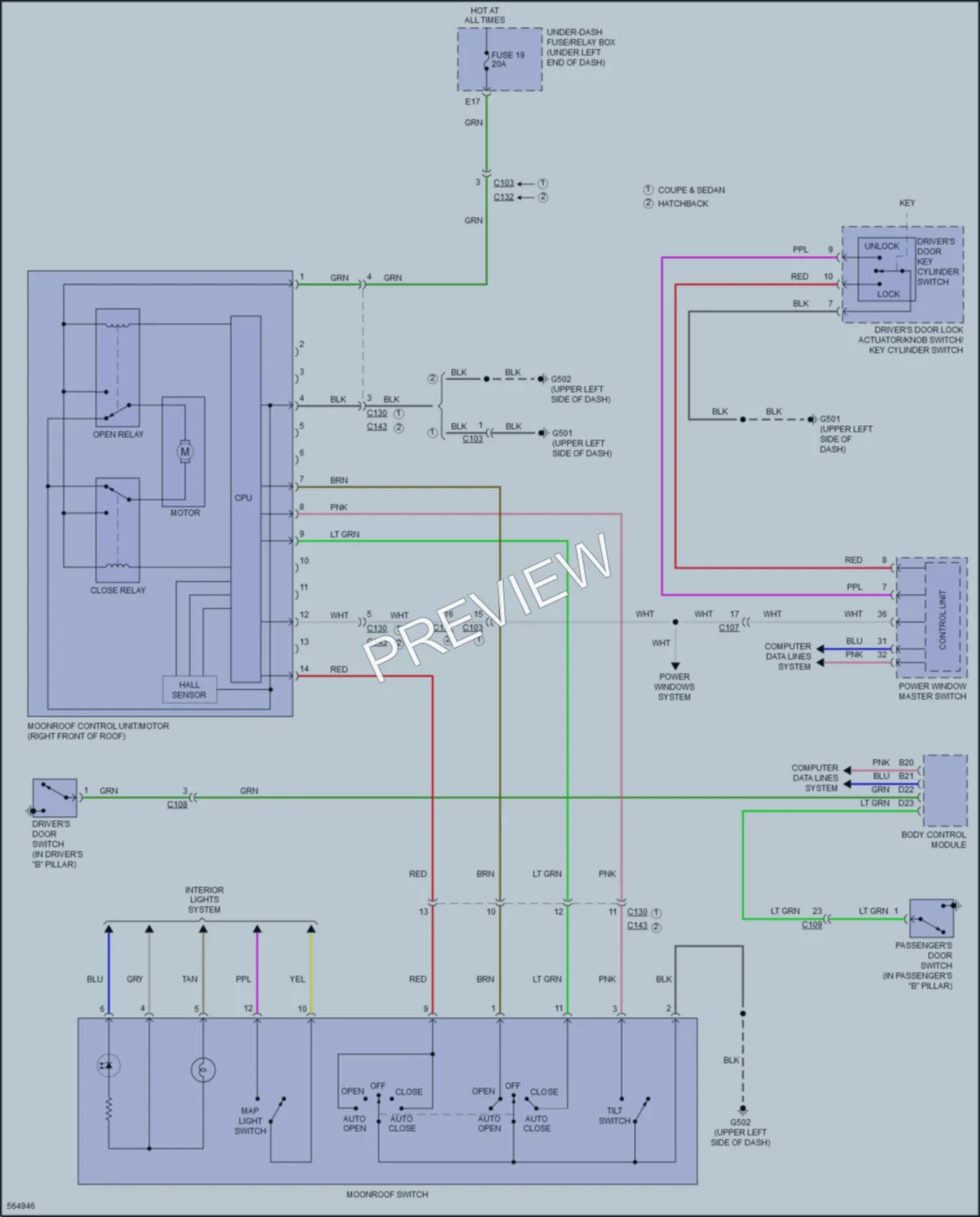 2018 Honda Civic Power Top Sunroof wiring diagram preview