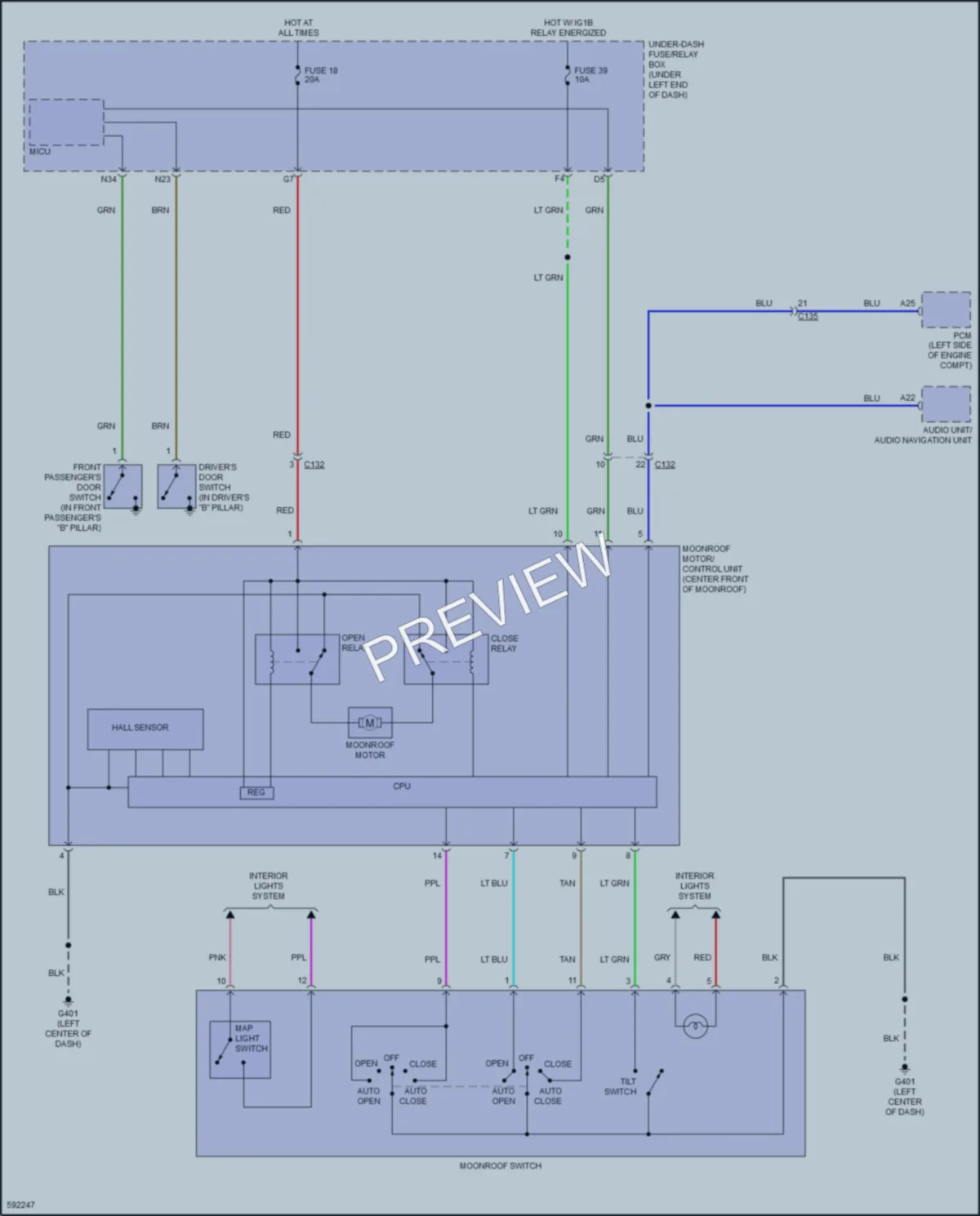 2018 Honda Fit Power Top Sunroof wiring diagram preview