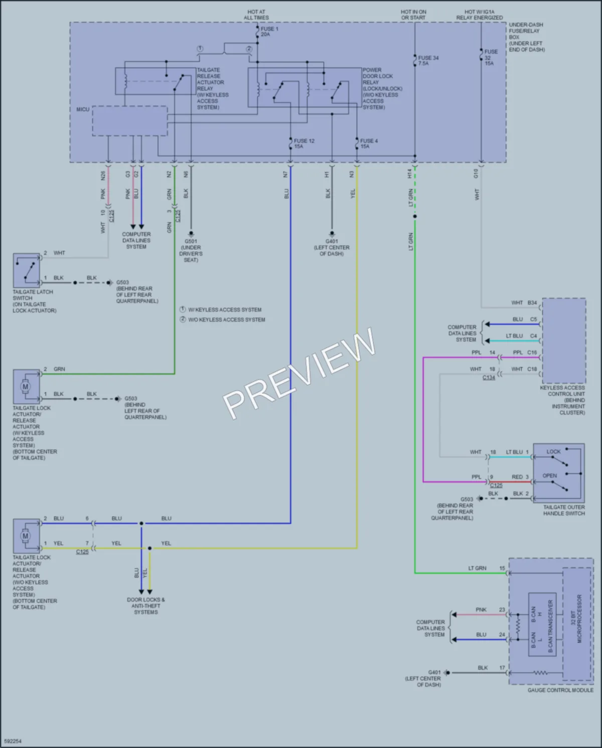 2018 Honda Fit Trunk Tailgate Fuel Door wiring diagram preview