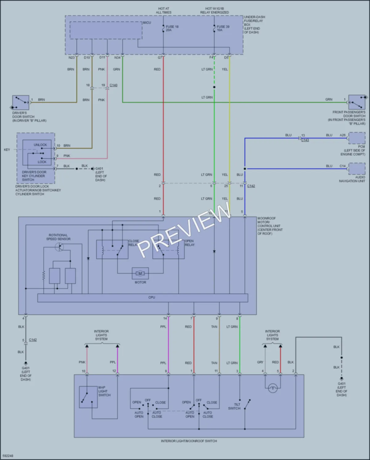2018 Honda HRV Power Top Sunroof wiring diagram preview