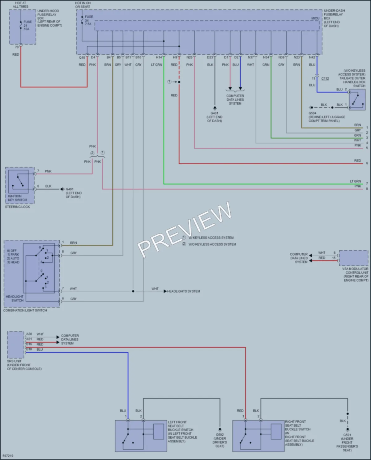 2018 Honda HRV Warning Systems wiring diagram preview