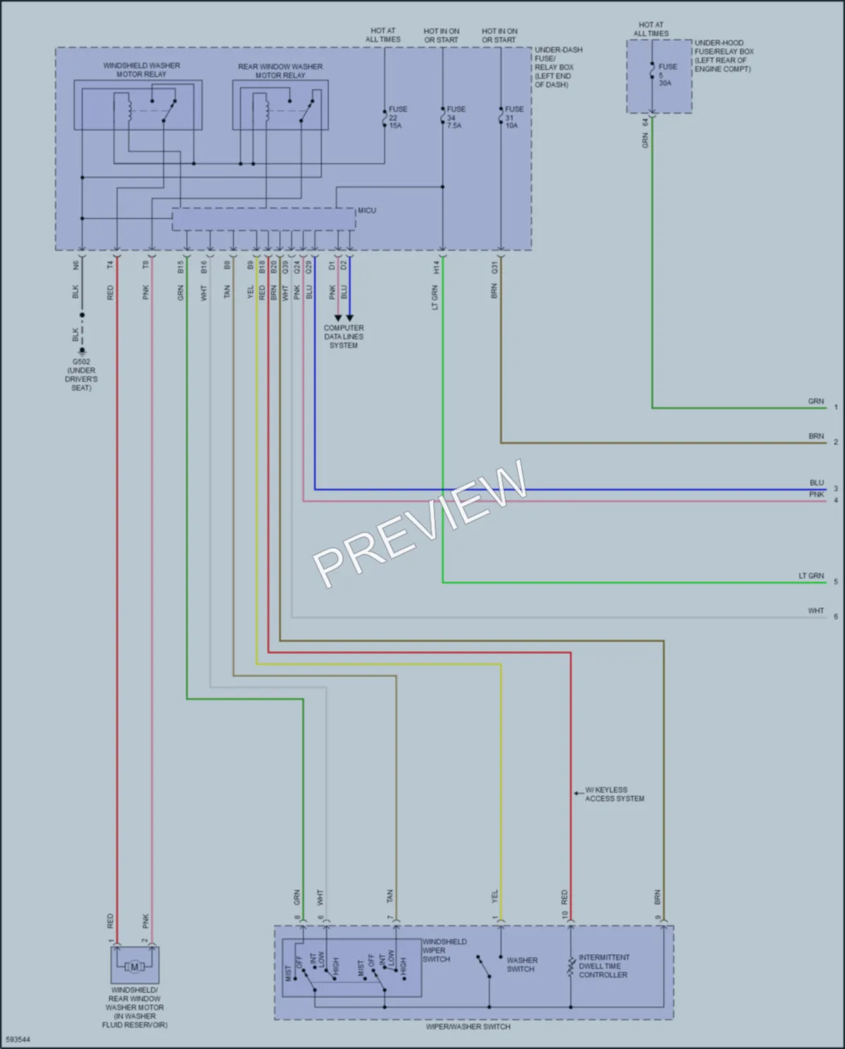 2018 Honda HRV Wiper Washer wiring diagram preview