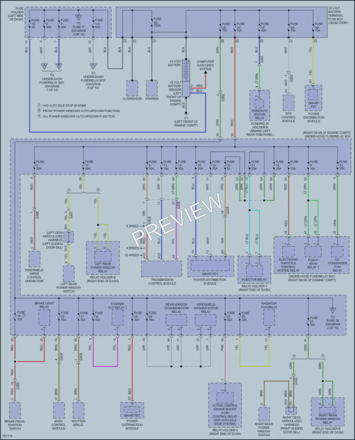 2018 Honda Odyssey Power Distribution wiring diagram preview