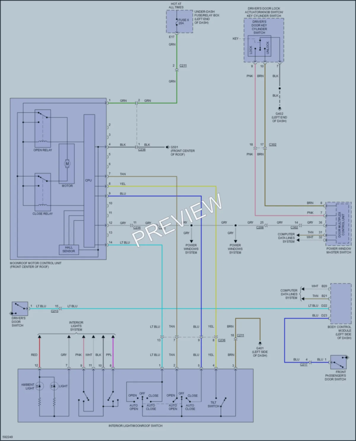 2018 Honda Odyssey Power Top Sunroof wiring diagram preview