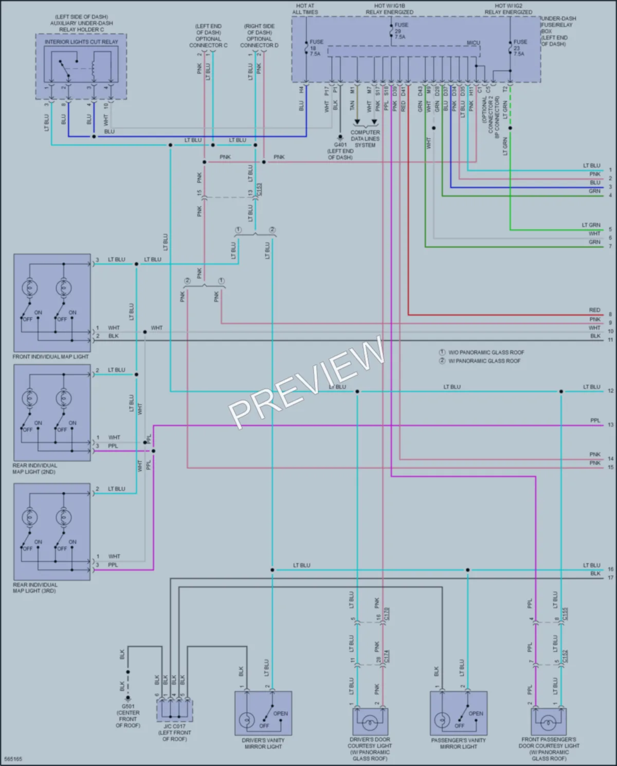 2018 Honda Pilot Interior Lights wiring diagram preview