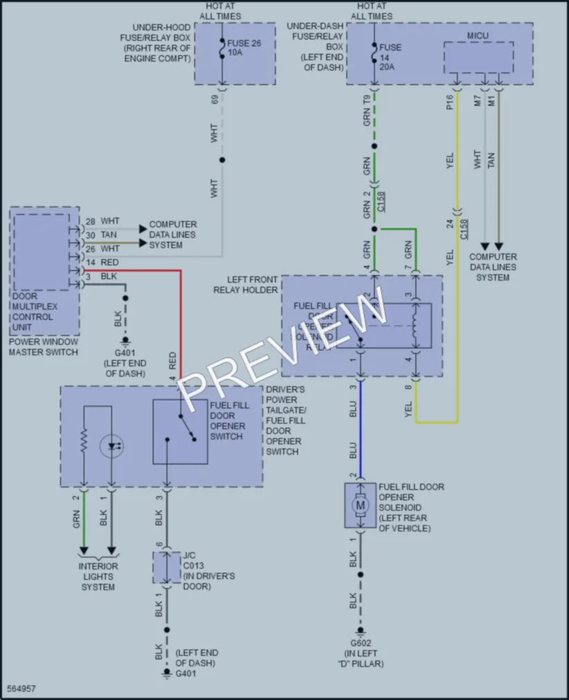2018 Honda Pilot Trunk Tailgate Fuel Door wiring diagram preview