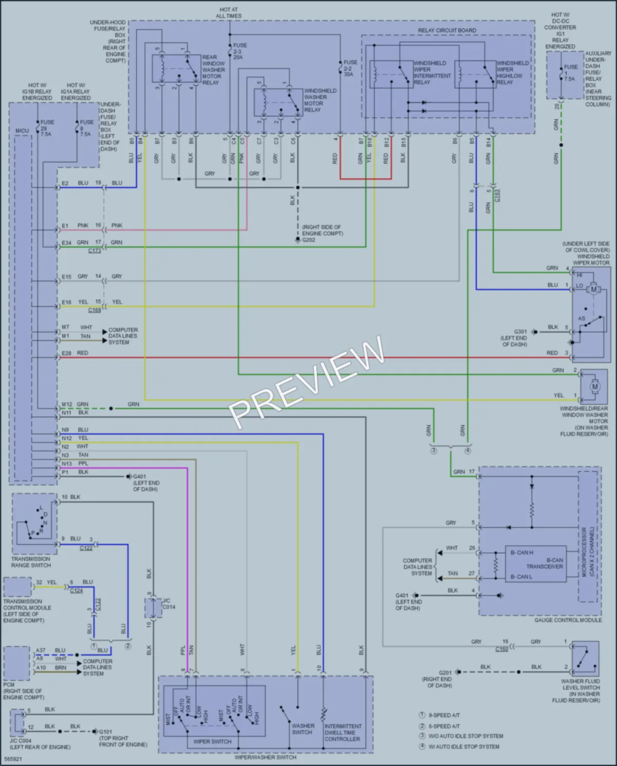 2018 Honda Pilot Wiper Washer wiring diagram preview