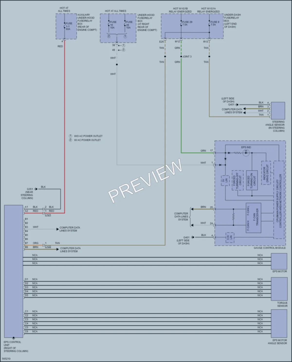2018 Honda Ridgeline Electronic Power Steering wiring diagram preview