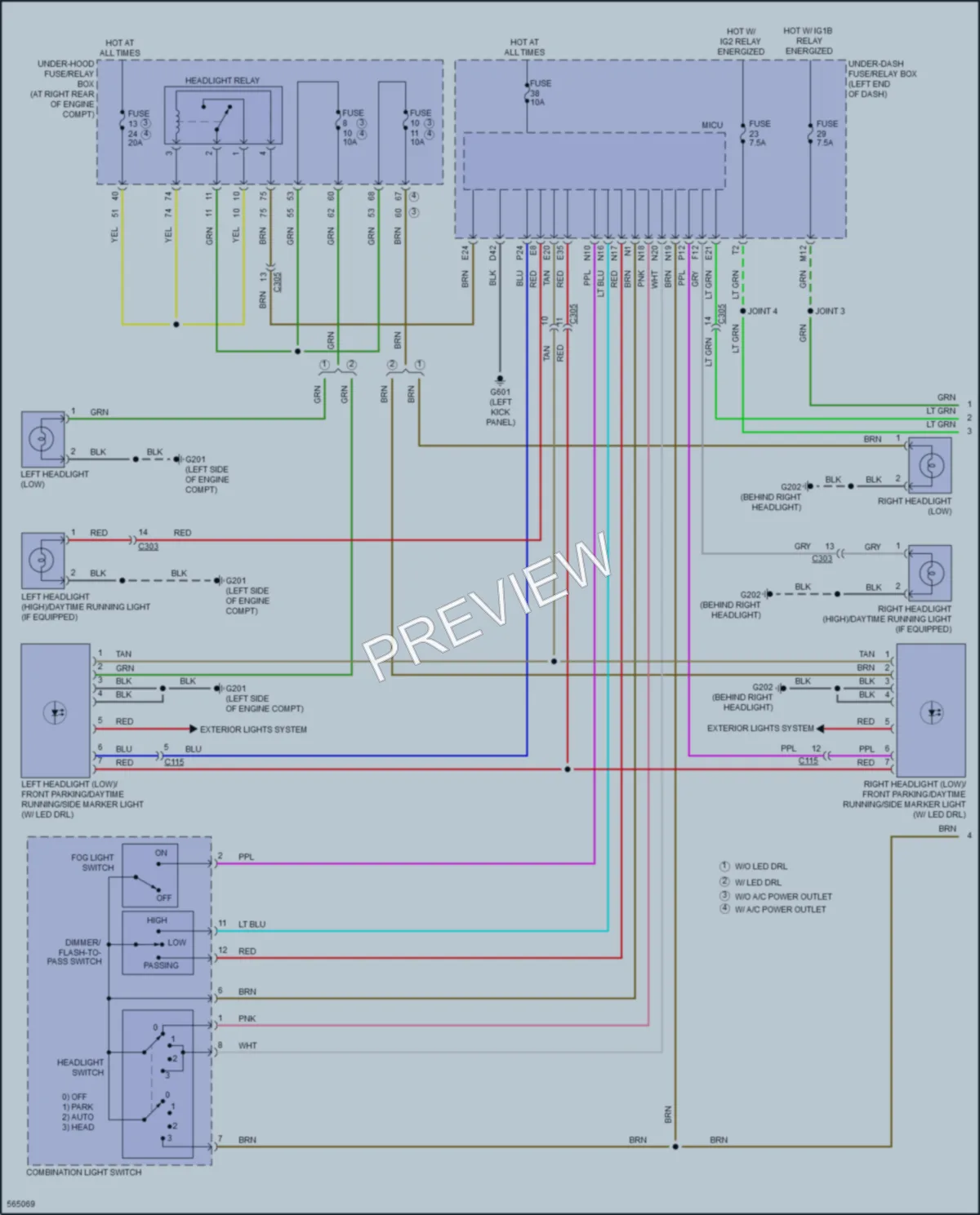 2018 Honda Ridgeline Headlights wiring diagram preview