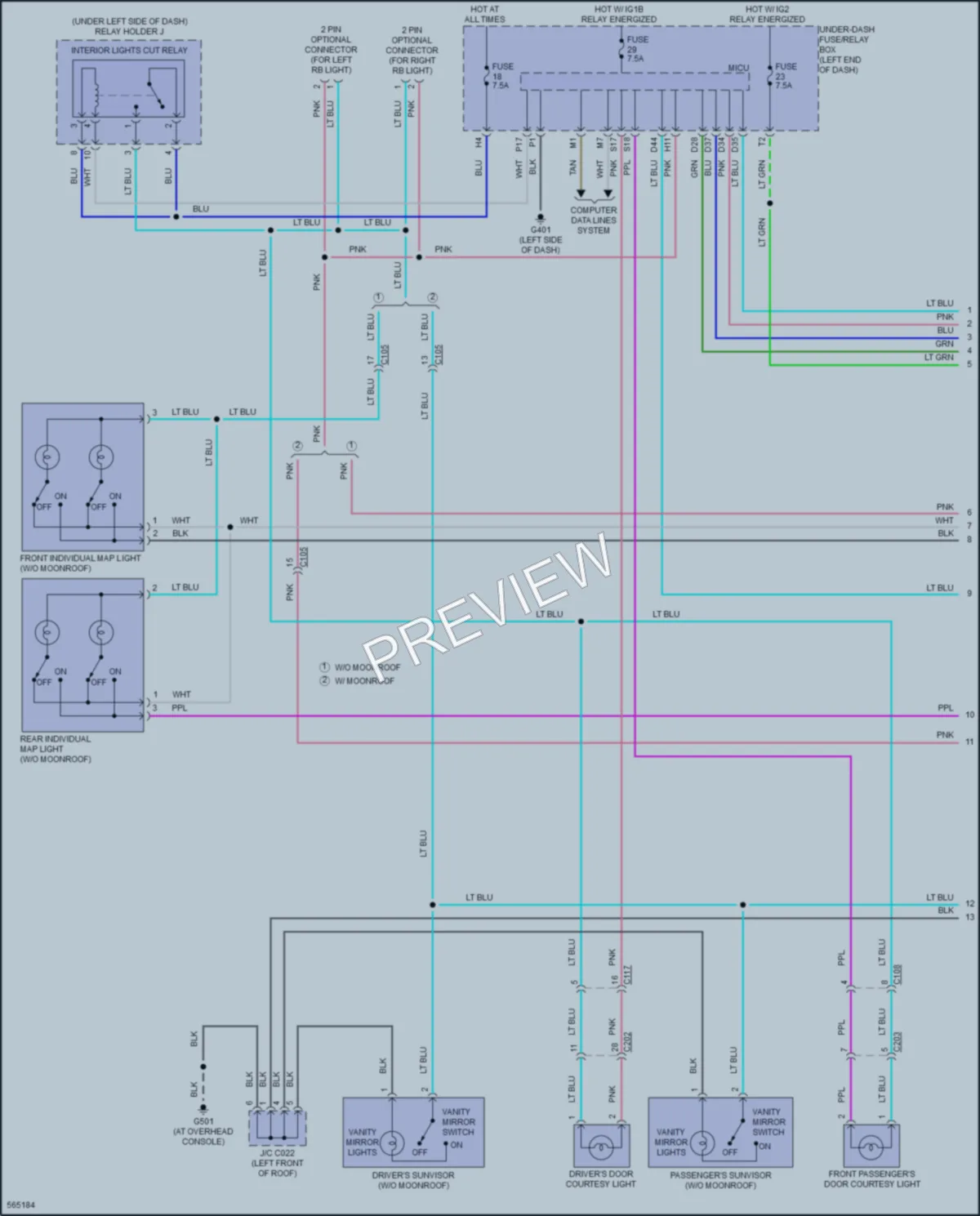 2018 Honda Ridgeline Interior Lights wiring diagram preview