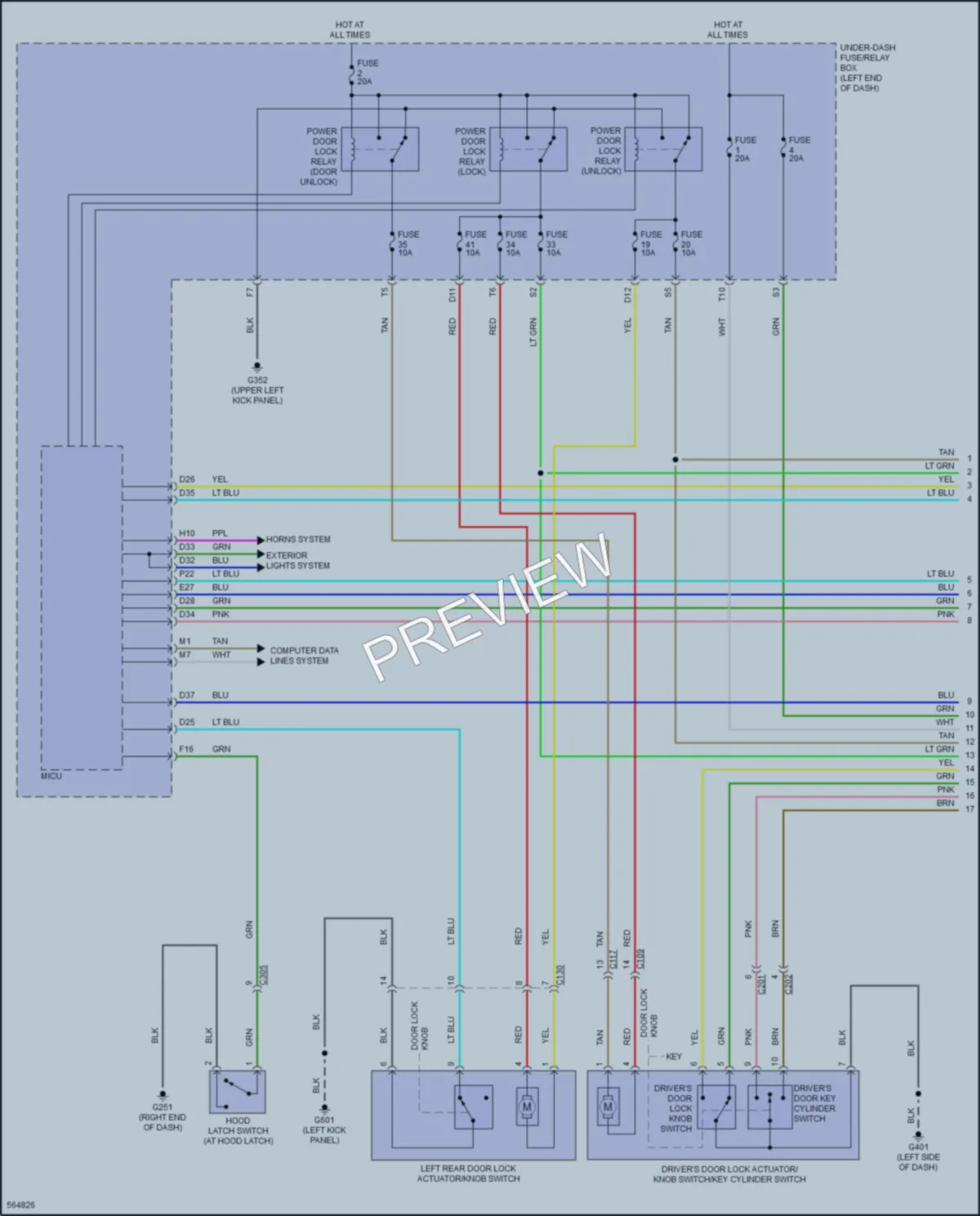 2018 Honda Ridgeline Power Door Locks wiring diagram preview