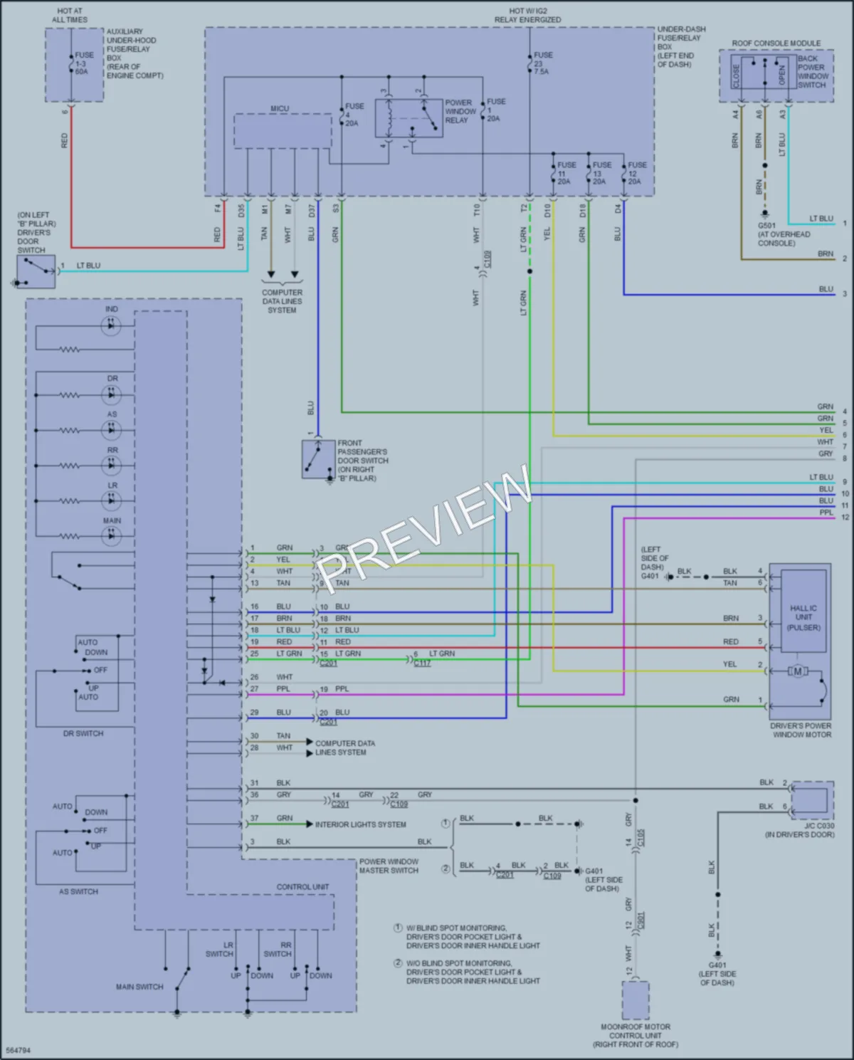 2018 Honda Ridgeline Power Windows wiring diagram preview