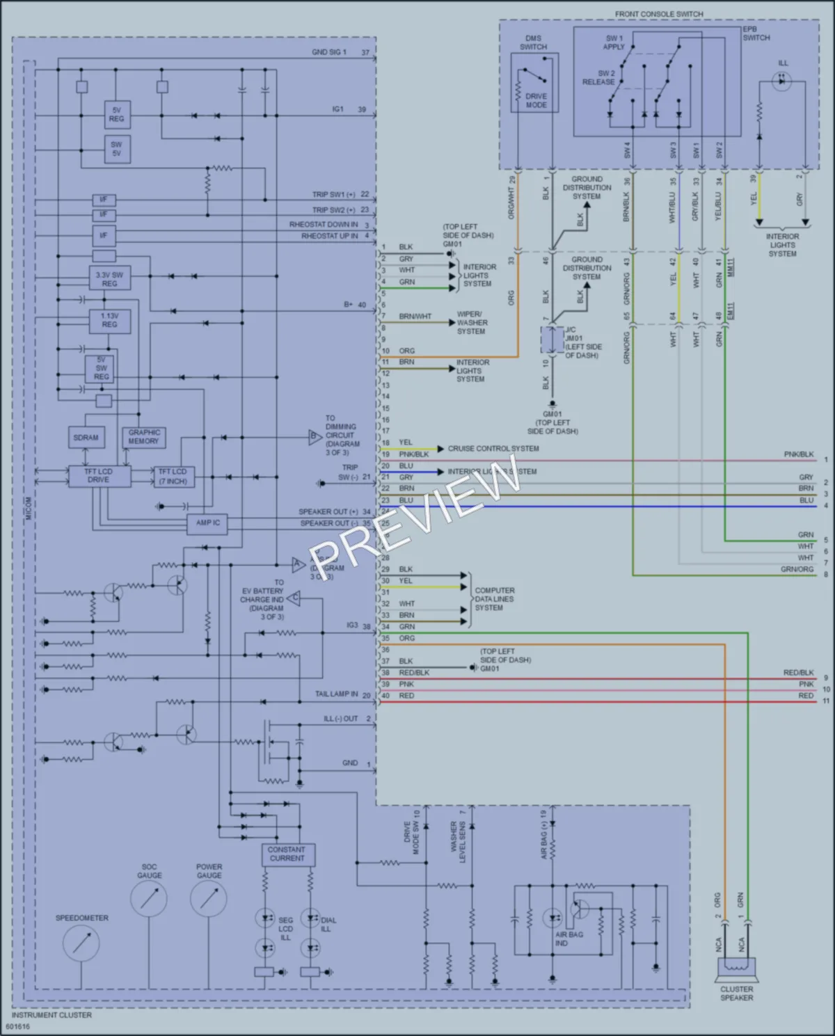 2018 Hyundai IoniqElectric Instrument Cluster wiring diagram preview
