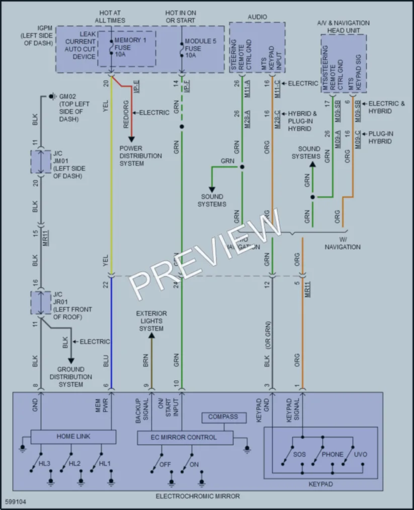 2018 Hyundai IoniqElectric Power Mirrors wiring diagram preview
