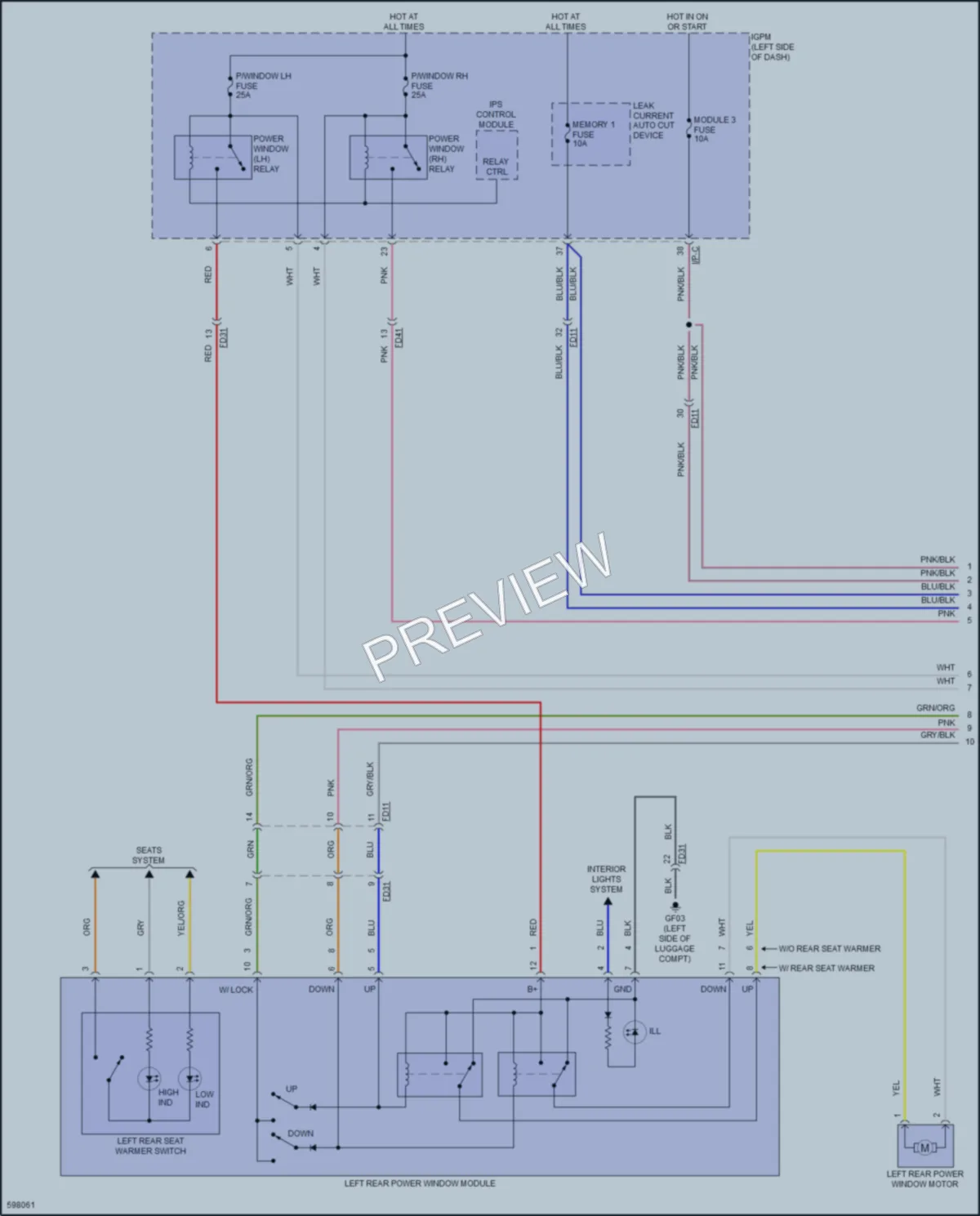 2018 Hyundai IoniqHybrid Power Windows wiring diagram preview
