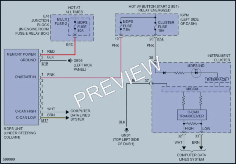 2018 Hyundai IoniqPlugIn Electronic Power Steering wiring diagram preview
