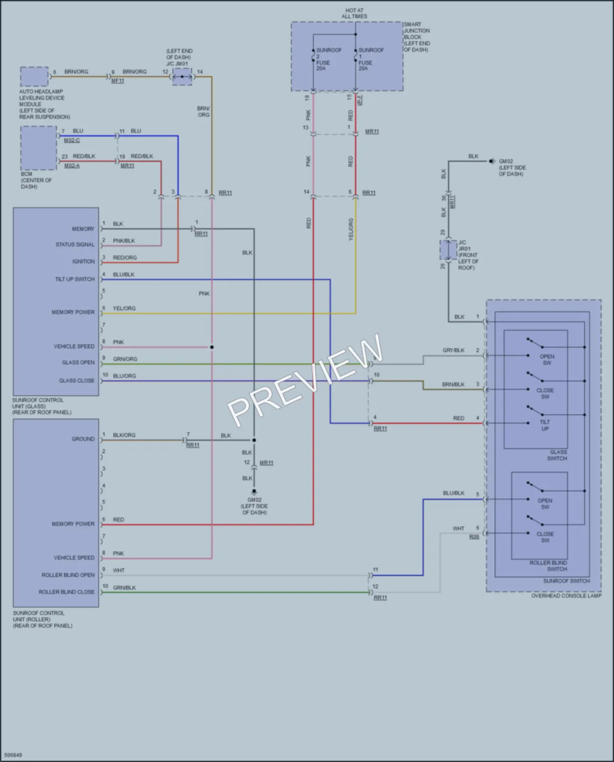 2018 Hyundai SantaFe Power Top Sunroof wiring diagram preview