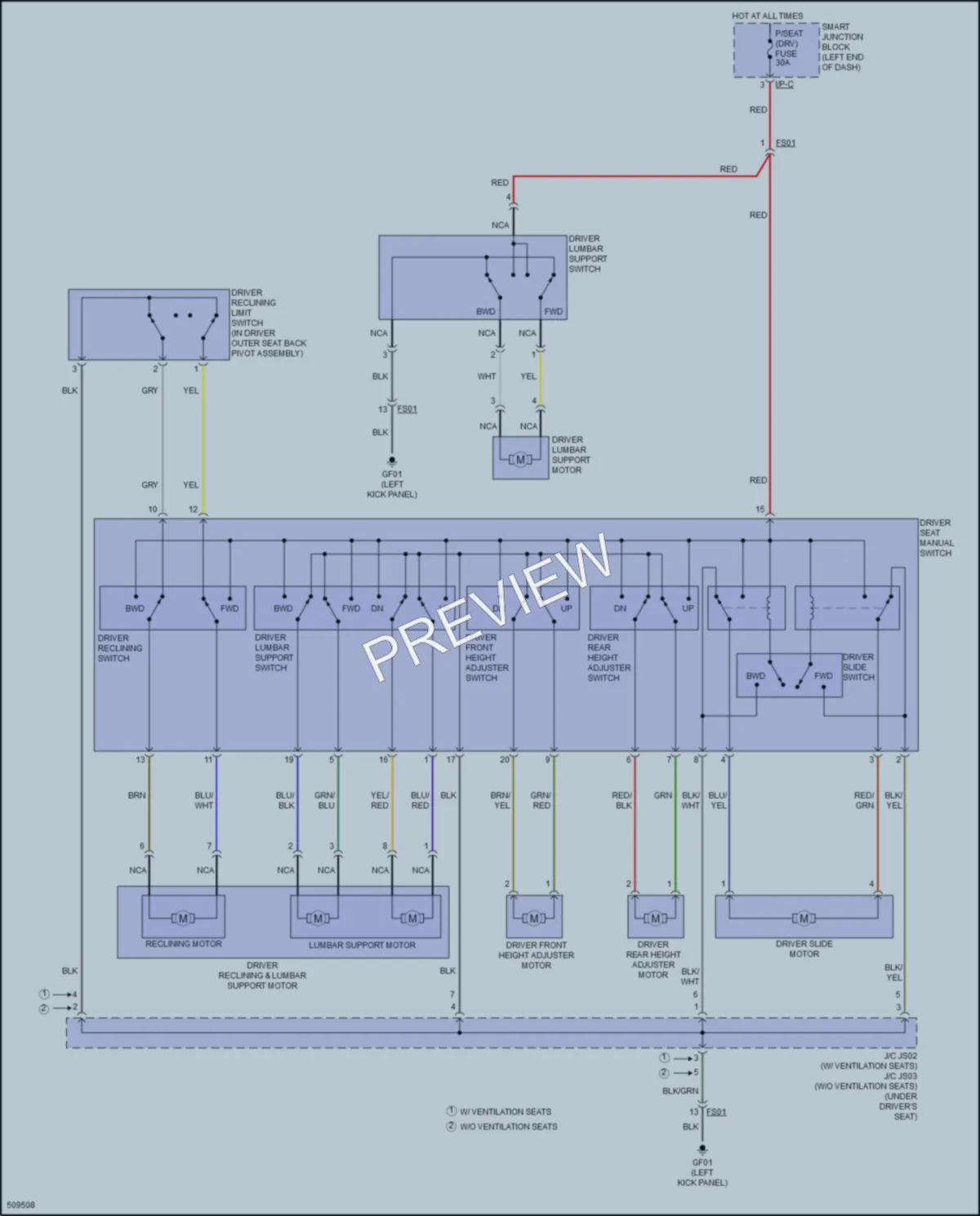 2018 Hyundai SantaFeSport Power Seats wiring diagram preview