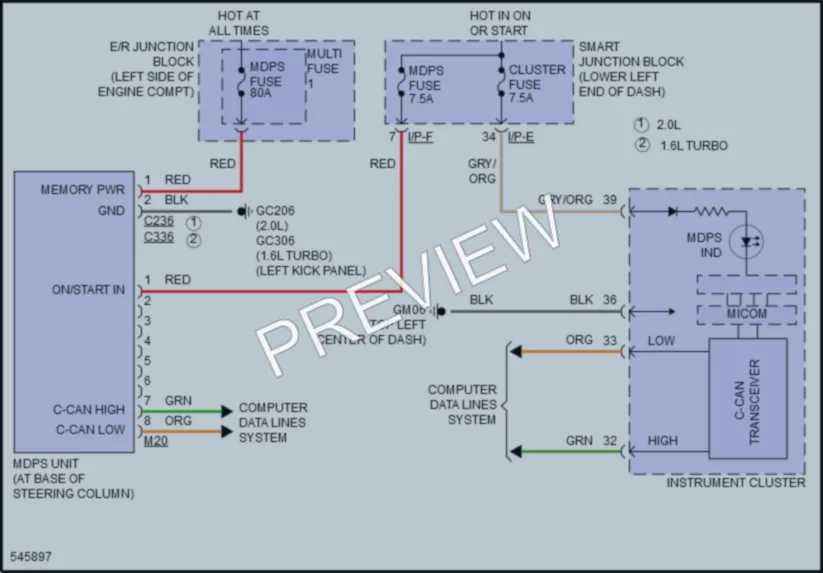 2018 Hyundai Tucson Electronic Power Steering wiring diagram preview