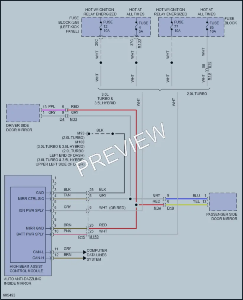 2018 Infiniti Q50Hybrid Power Mirrors wiring diagram preview