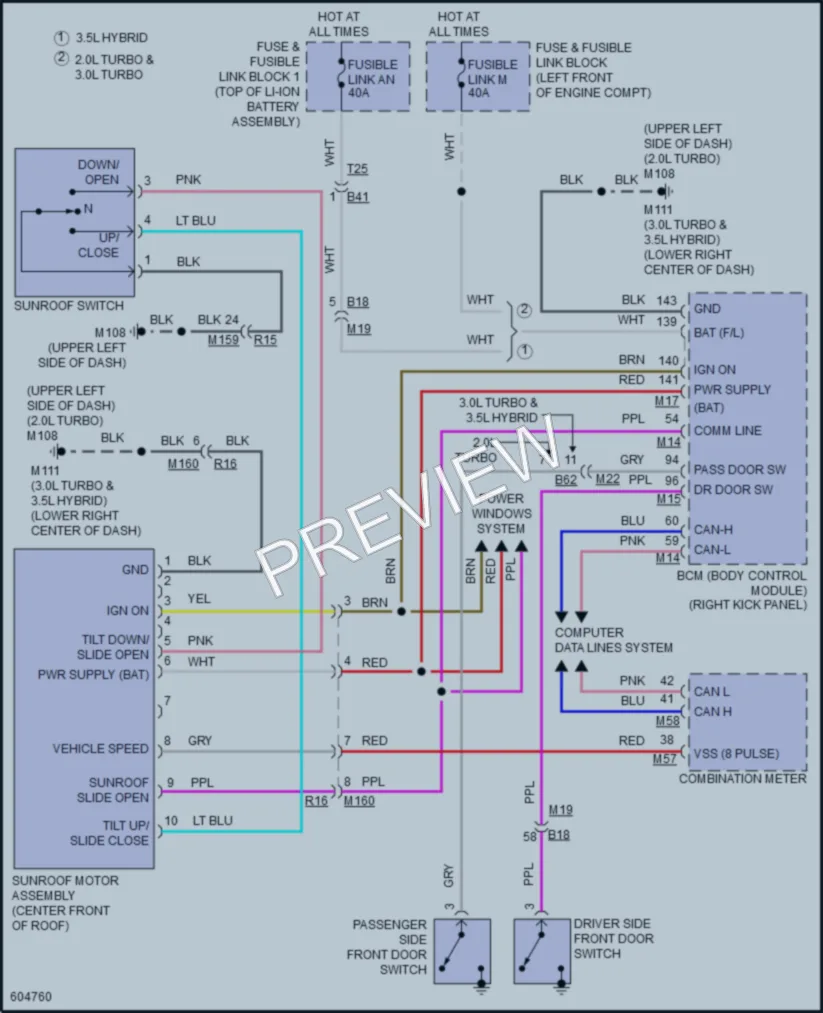 2018 Infiniti Q50Hybrid Power Top Sunroof wiring diagram preview