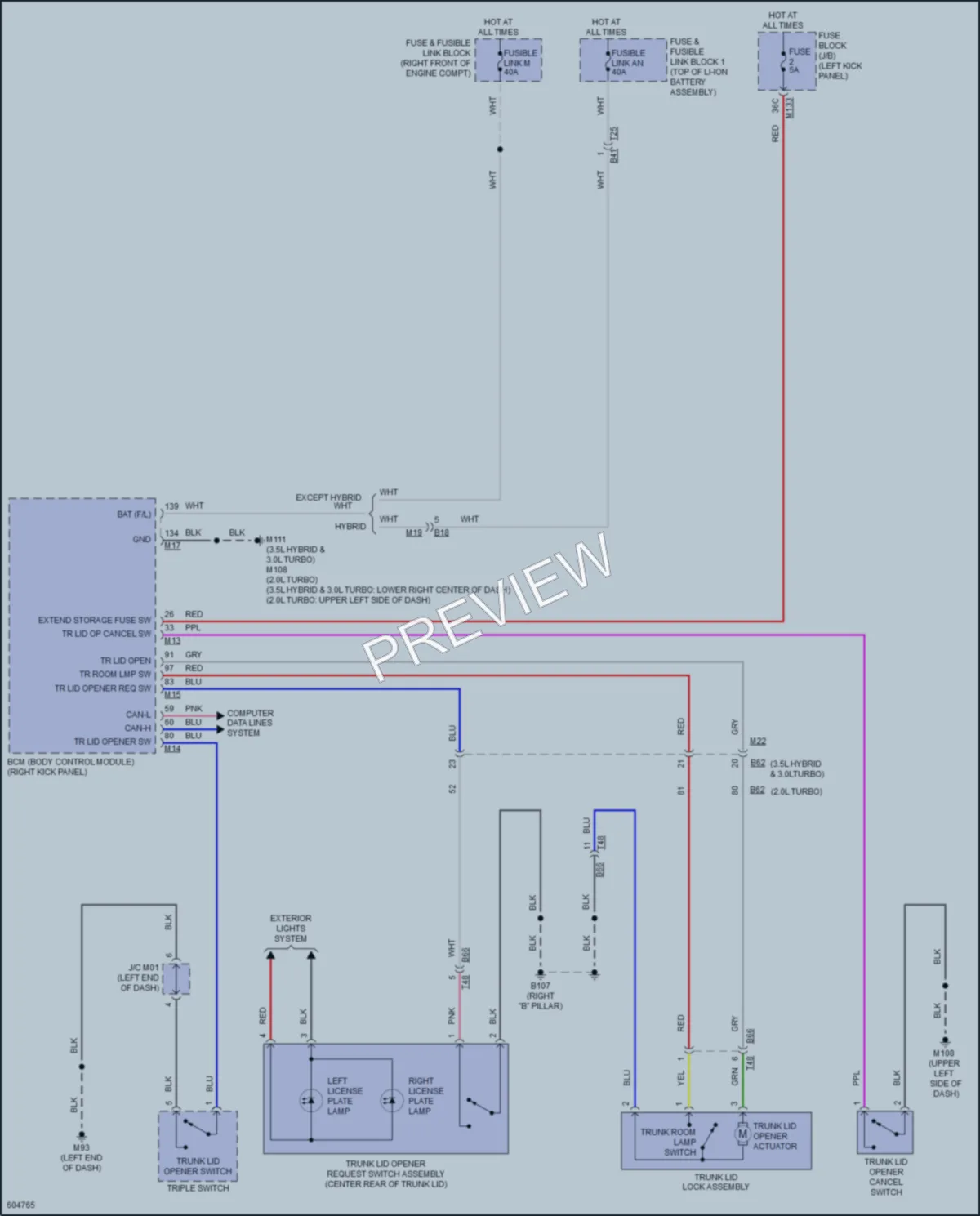 2018 Infiniti Q50Hybrid Trunk Tailgate Fuel Door wiring diagram preview