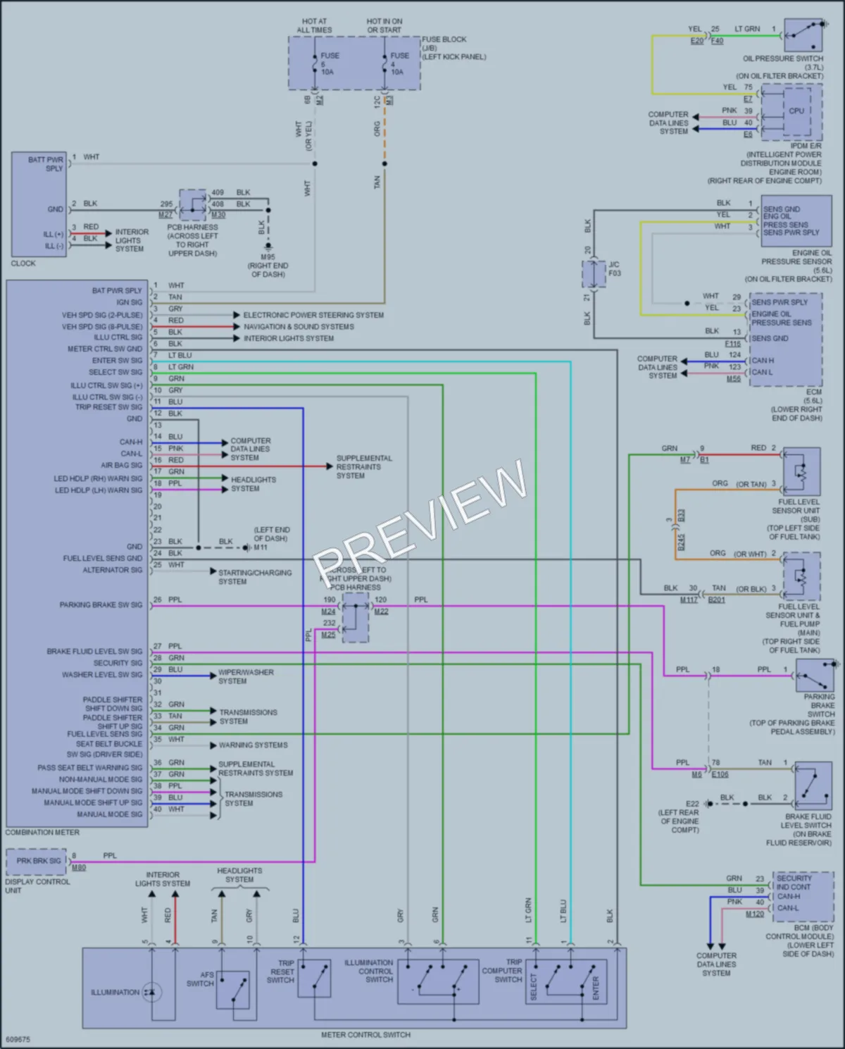 2018 Infiniti Q70Hybrid Instrument Cluster wiring diagram preview