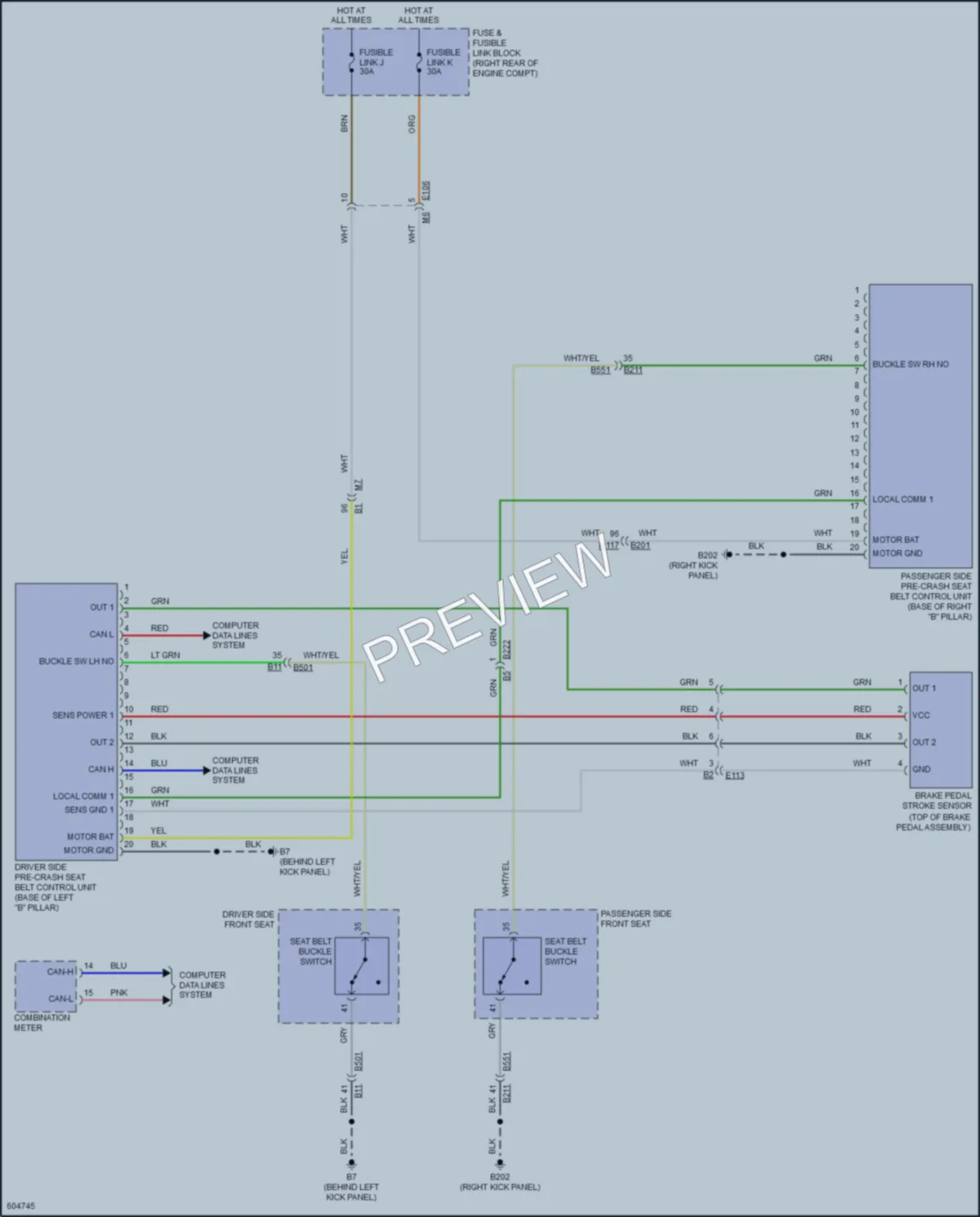 2018 Infiniti Q70Hybrid Passive Restraints wiring diagram preview