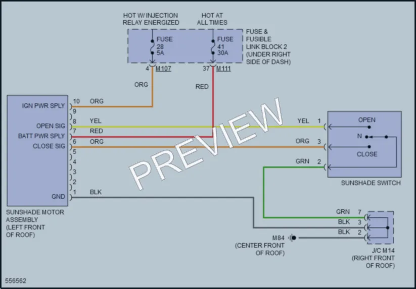 2018 Infiniti QX30 Power Top Sunroof wiring diagram preview