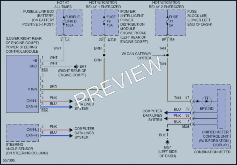 2018 Infiniti QX60 Electronic Power Steering wiring diagram preview