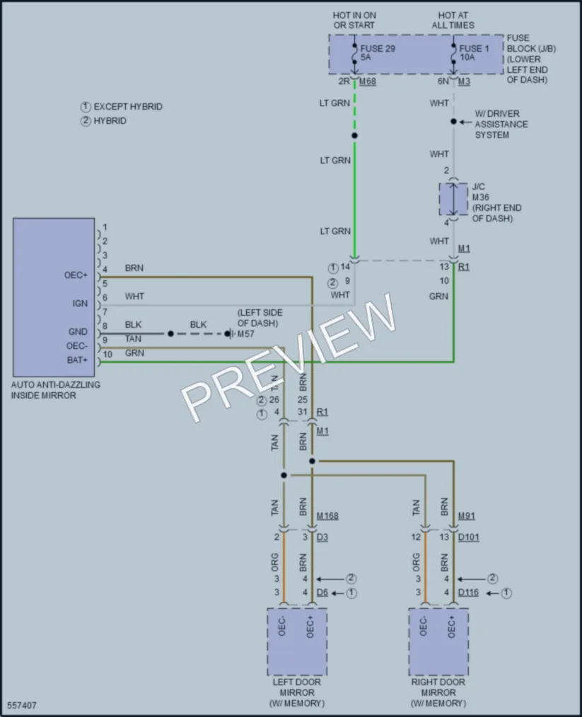 2018 Infiniti QX60 Power Mirrors wiring diagram preview