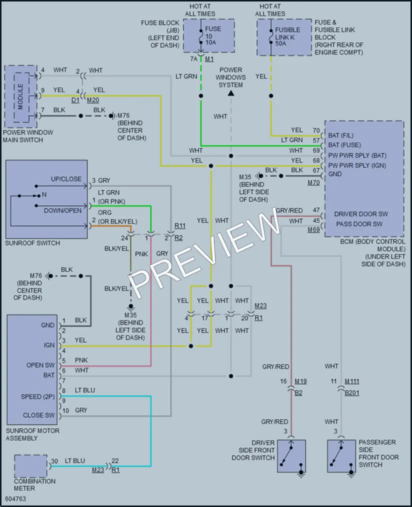 2018 Infiniti QX80 Power Top Sunroof wiring diagram preview