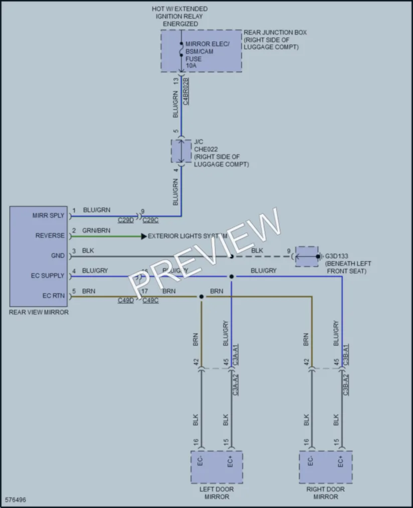 2018 Jaguar XE Power Mirrors wiring diagram preview