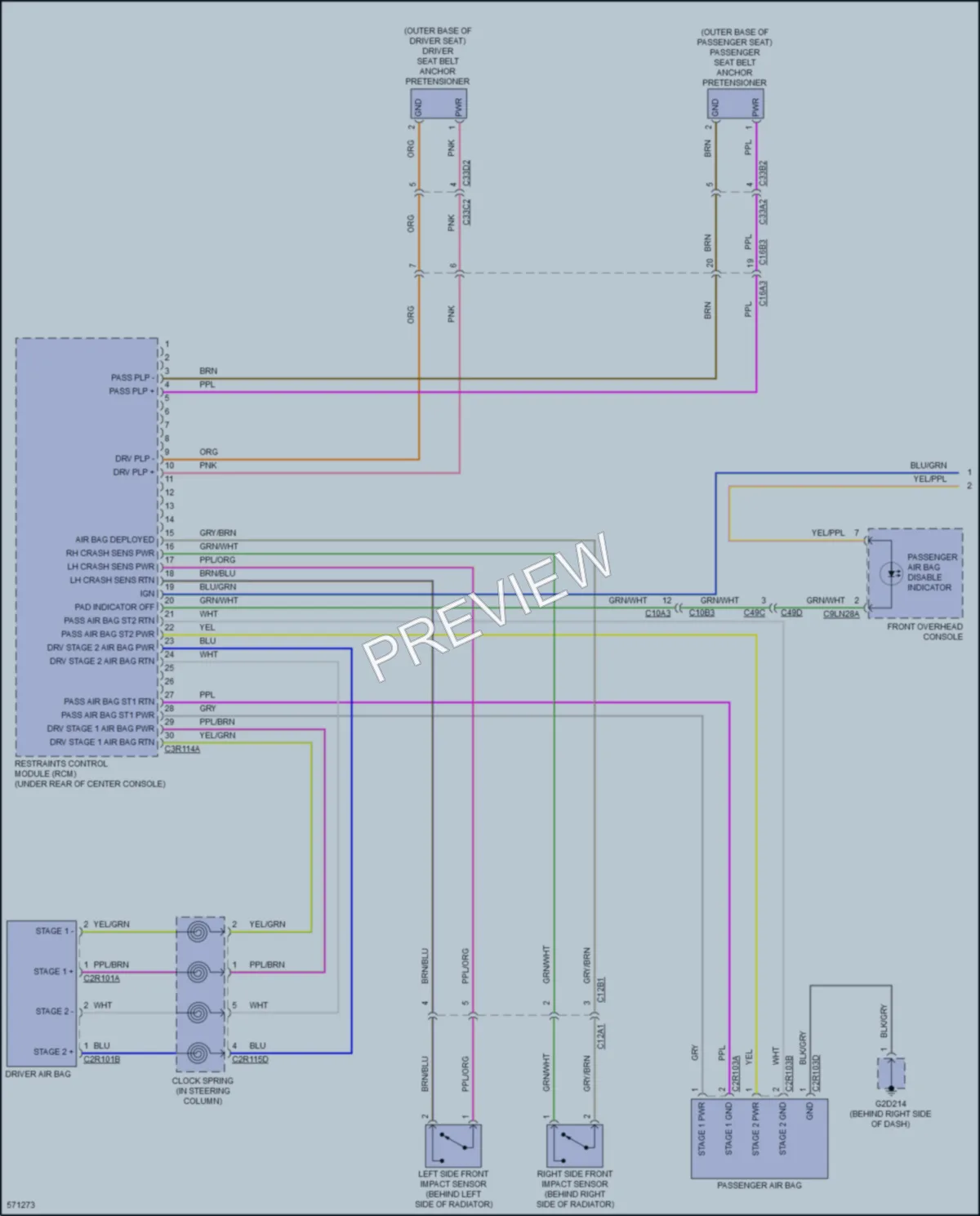 2018 Jaguar XE Supplemental Restraints wiring diagram preview
