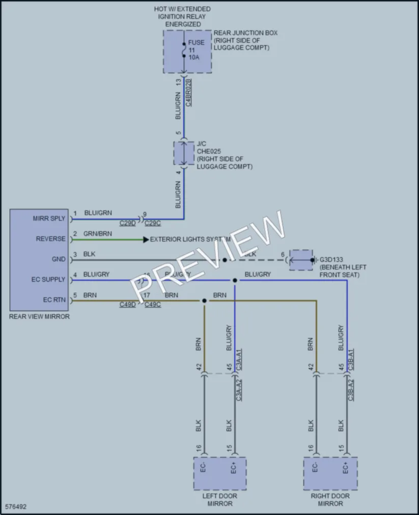 2018 Jaguar XF Power Mirrors wiring diagram preview