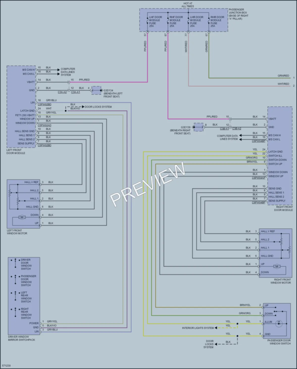 2018 Jaguar XF Power Windows wiring diagram preview