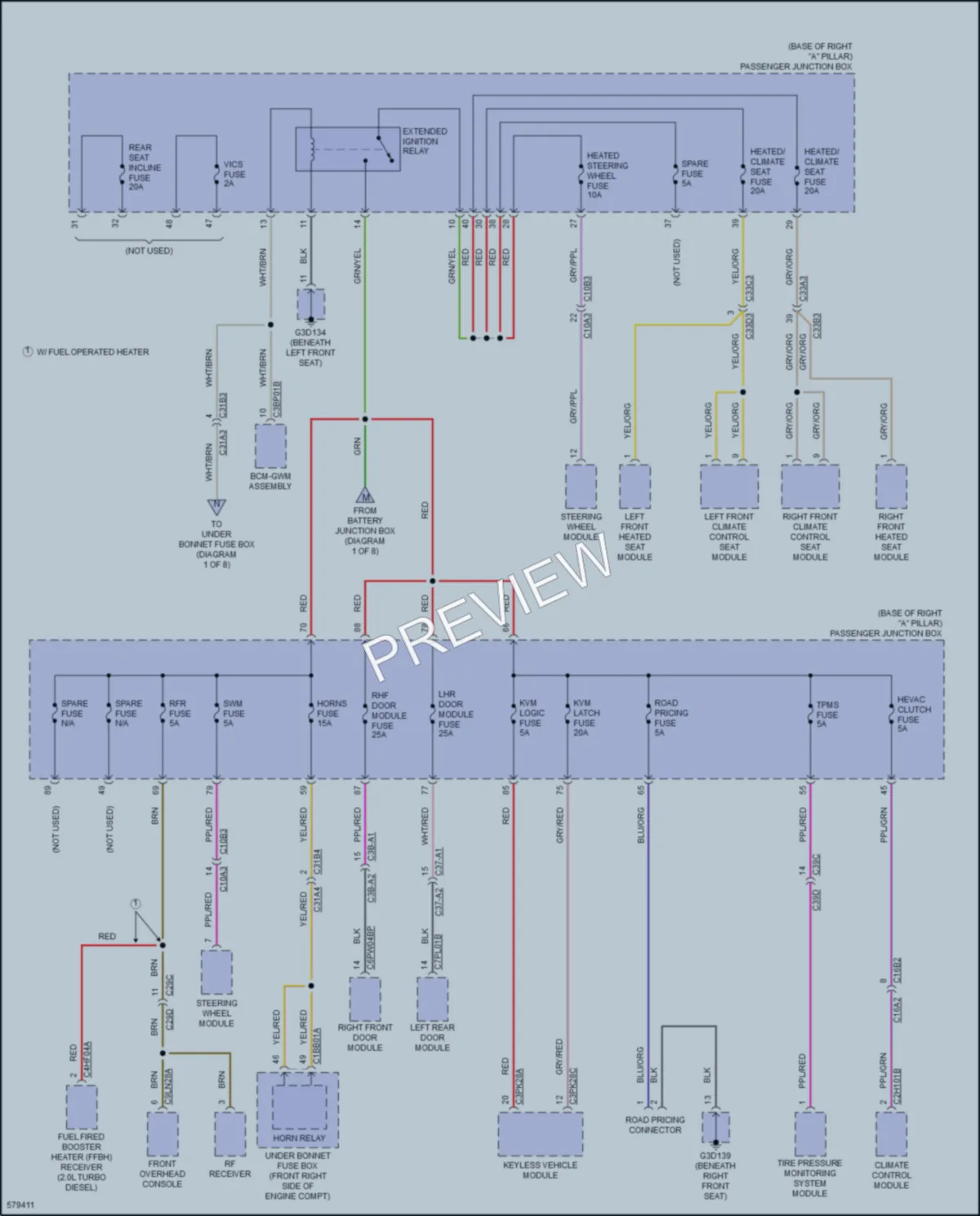 2018 Jaguar XFSportbrake Power Distribution wiring diagram preview