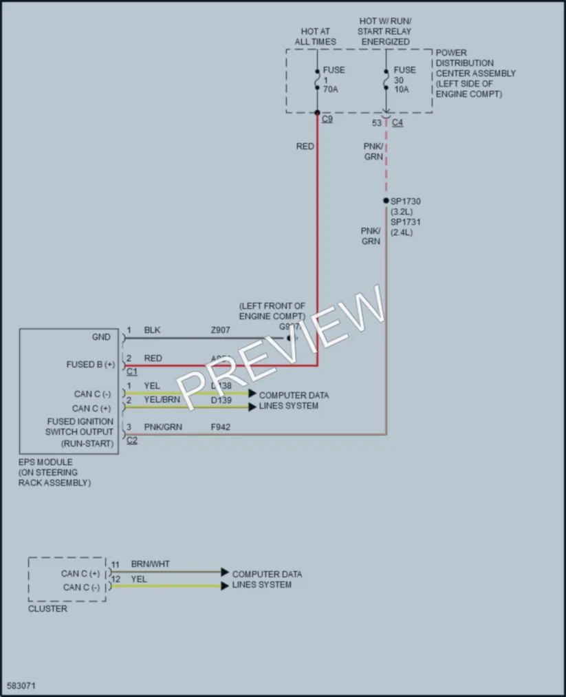 2018 Jeep Cherokee Electronic Power Steering wiring diagram preview