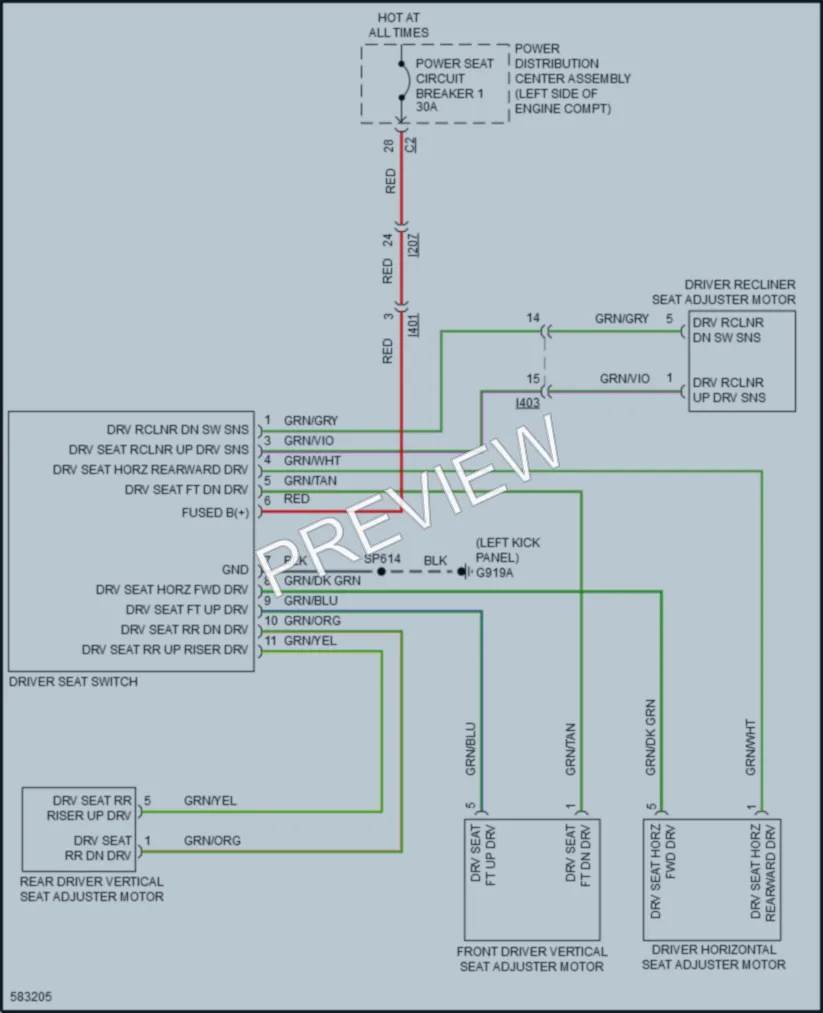2018 Jeep Cherokee Power Seats wiring diagram preview