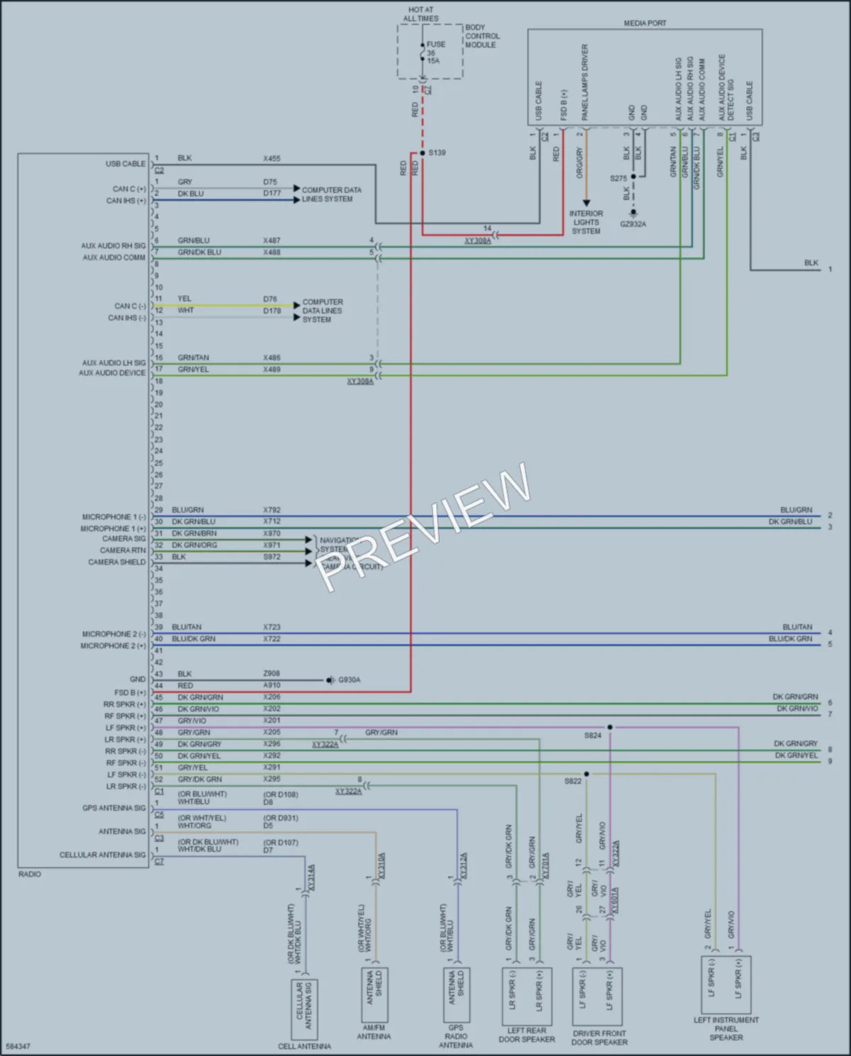 2018 Jeep Compass Radio wiring diagram preview