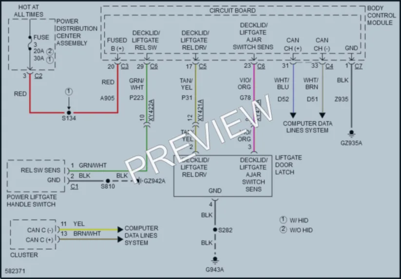 2018 Jeep Compass Trunk Tailgate Fuel Door wiring diagram preview